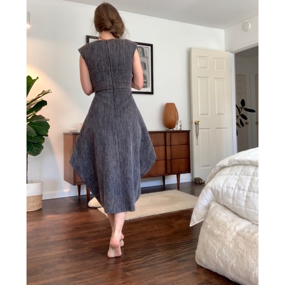 Italian Boutique Dress with shimmery sequins and modern bias cut skirt - Picture 2 of 7